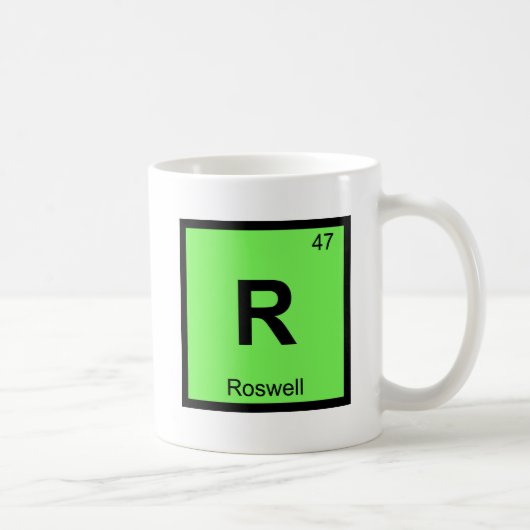 R - ロズウェル ニューメキシコ 化学周期表 コーヒーマグカップ (右)