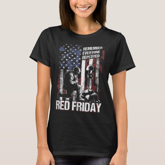 R 動揺して E D Friday Remember Everyone Deploye Tシャツ (正面)
