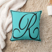 R – 水色の背景の文字R クッション (ブランケット)