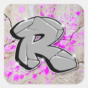R -落書きのステッカー スクエアシール