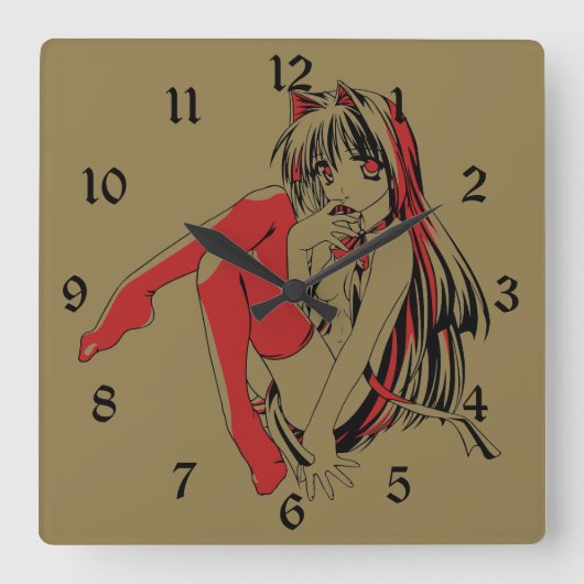 R & Bマンガネコキャットガールフューリーロリアニメ スクエア壁時計 (正面)