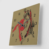 R & Bマンガネコキャットガールフューリーロリアニメ スクエア壁時計 (傾斜)