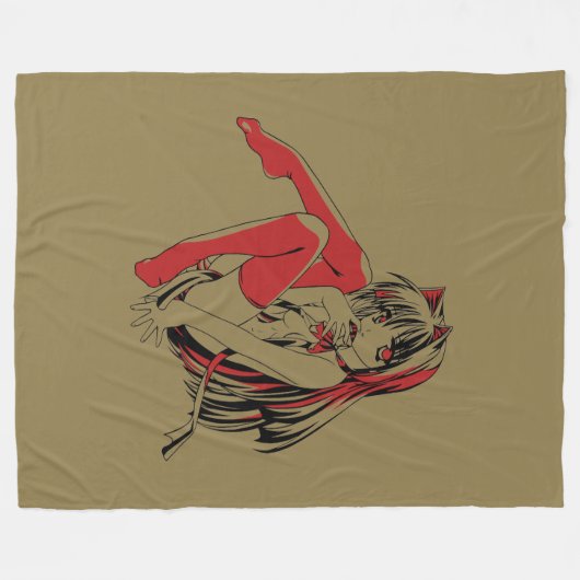 R & Bマンガネコキャットガールフューリーロリアニメ フリースブランケット (正面(横))