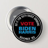 R.B.G.の場合投票バイデン氏·ハリス2020 缶バッジ (正面&裏面)