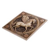 R Beige faux relief Art Nouveau Winged Horse タイル (側面)