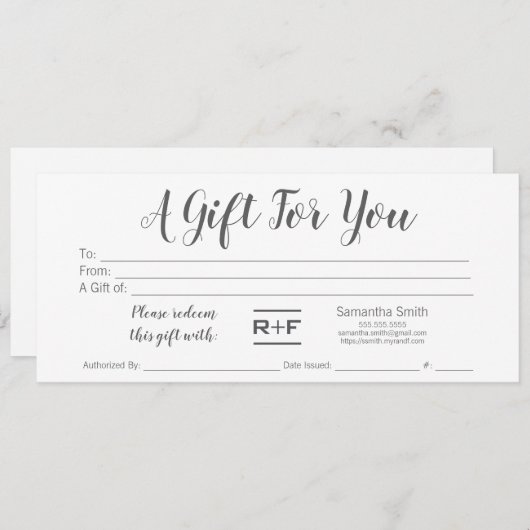 R+Fギフト券 招待状 (正面/裏面)