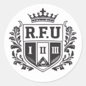 R.F.U Crown Crest Sticker ラウンドシール (正面)