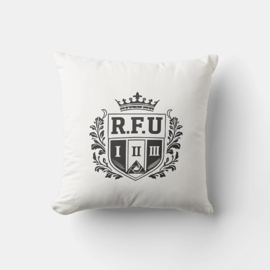 R.F.U Crown Crest Throw Pillow クッション (正面)