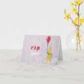 r.i.p. ステンシル: 赤い気球を持つ女の子 カード (黄色い花)