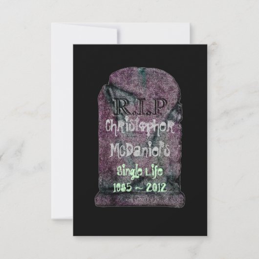 "R.I.P 独身生活"-独身最後の夜 招待状 (正面)