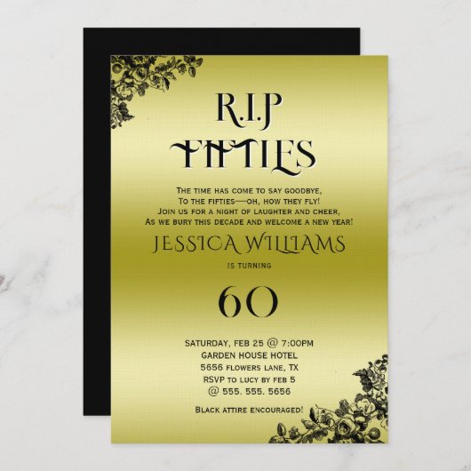 R.I.P. Fifties, Gothic 60th Birthday  招待状 (正面/裏面)