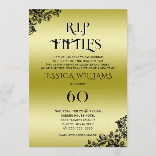 R.I.P. Fifties, Gothic 60th Birthday  招待状 (正面)