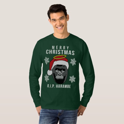 R.I.P. Harambeの醜いクリスマスのセーター Tシャツ (正面フル)