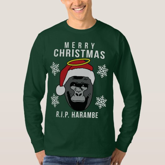 R.I.P. Harambeの醜いクリスマスのセーター Tシャツ (正面)