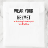 R.I.P Ian McCue 「衣服あなたのヘルメット」メモリアルスティック 長方形シール (バッグ)