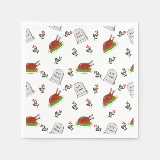 R.I.P Turkey Christmas Napkins スタンダードカクテルナプキン (正面)