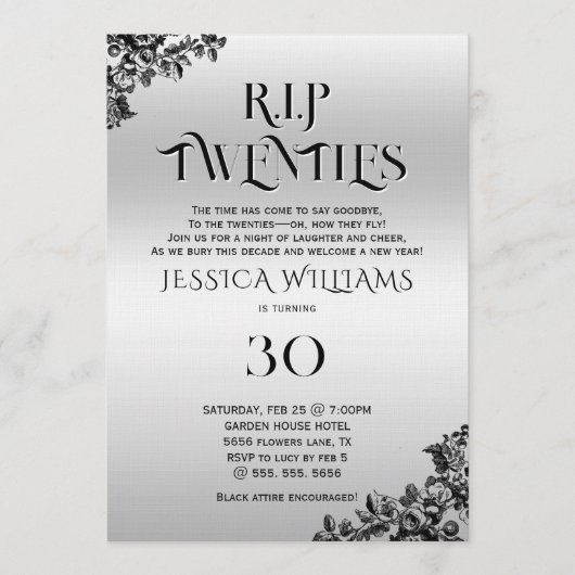 R.I.P. Twenties, Gothic 30th Birthday  招待状 (正面)