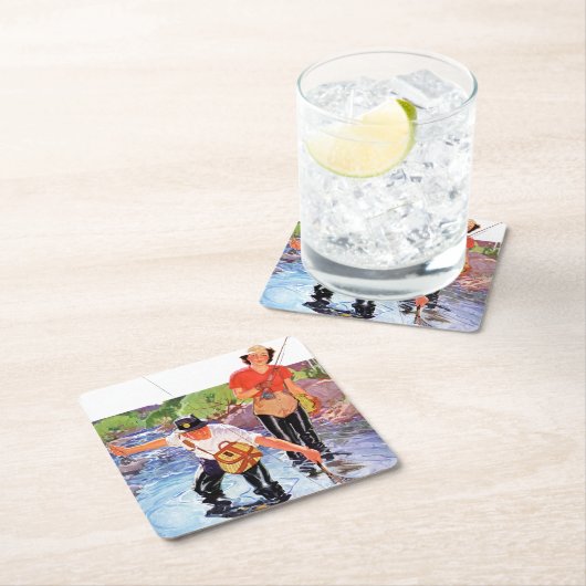 R.J.による魚の網取りカバリエ スクエアペーパーコースター (インサイチュ)