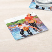 R.J.による魚の網取りカバリエ スクエアペーパーコースター (アングル)