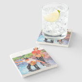 R.J.による魚の網取りカバリエ ストーンコースター (横)