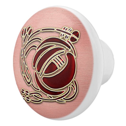 R Macintoshバラ（ピンク）ドアノブ セラミックノブ (右)