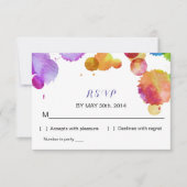 R S V Pの応答カードを結婚する水彩画のペンキのsplat 出欠カード (正面)