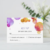 R S V Pの応答カードを結婚する水彩画のペンキのsplat 出欠カード (スタンド正面)