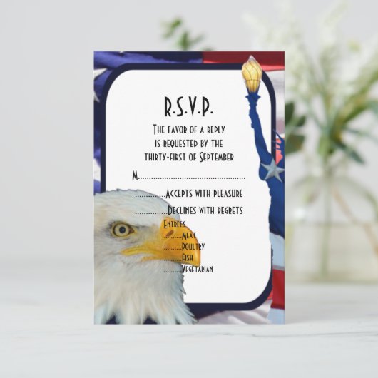 R.S.V.Pを結婚している愛国心が強いアメリカのワシ 出欠カード (スタンド正面)