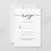 R.S.V.P.のリプライ結婚エンクロージャカードブラックスクリプト 招待状 (正面)