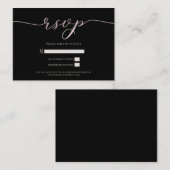 R.S.V.P.の応答エンクロー結婚ジャ黒ピンクのスクリプト 名刺 (正面/裏面)