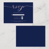 R.S.V.P.の応答エンクロー結婚ジャNavy Pinkスクリプト エンクロージャーカード (正面/裏面)