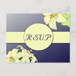 R.S.V.P.を結婚しているアールヌーボーのユリ 出欠カード
