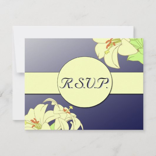 R.S.V.P.を結婚しているアールヌーボーのユリ 出欠カード (正面)