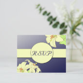 R.S.V.P.を結婚しているアールヌーボーのユリ 出欠カード (スタンド正面)