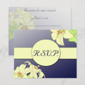 R.S.V.P.を結婚しているアールヌーボーのユリ 出欠カード (正面/裏面)