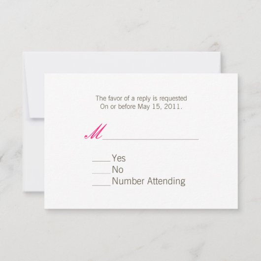 R.S.V.P.を結婚しているショッキングピンクのデイジー及びBarnwood 出欠カード (裏面)