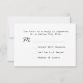 R.S.V.P.を結婚する黒板の刺激を受けたで白い矢 出欠カード (裏面)