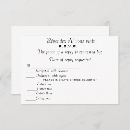 R.S.V.P 出欠カード (正面/裏面)