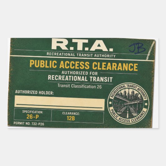 R.T.A. 公開アクセス許可ステッカー 長方形シール (正面)