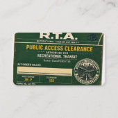 R.T.A. 公開アクセス許可証 26P 名刺 (正面)