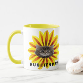 R U KITTEN ME?! ヒマワリの子猫の顔が可愛い! マグカップ