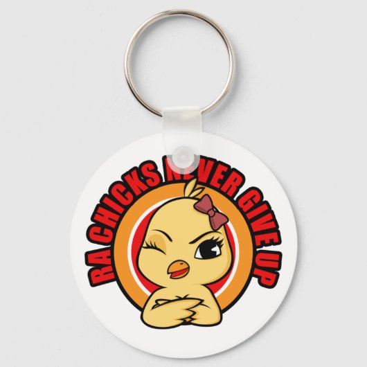 RA Chicks Never 与え Up  Yellow Chickie Keychain キーホルダー (正面)