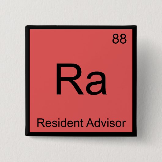 Ra - Resident Advisor 化学元素記号Tシャツ 缶バッジ (正面)