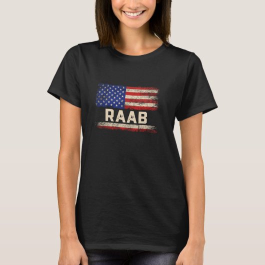 RAAB ラストネームTシャツ RAAB ネーム アメリカ国旗 Tシャツ (正面)