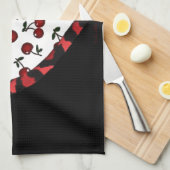 RABさくらんぼレオパードプリントハートロカビリー キッチンタオル (四つ折り)