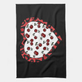 RABさくらんぼレオパードプリントハートロカビリー キッチンタオル (縦)