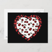 RABさくらんぼレオパードプリントハートロカビリー ポストカード (正面/裏面)