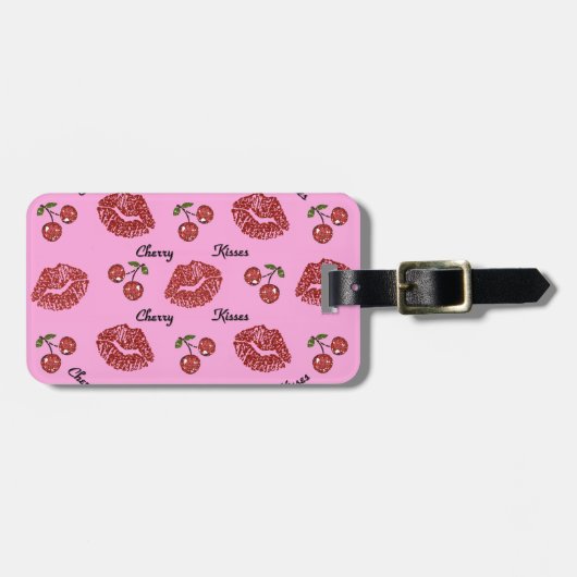 RABロカビリーさくらんぼキスオンピンク ラゲッジタグ (正面横)
