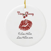 RABロカビリーさくらんぼクリスマスケーキタイルオーナメント セラミックオーナメント (裏面)