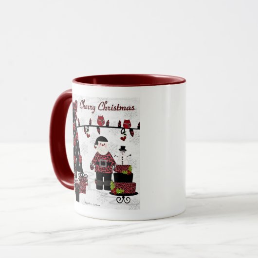 RABロカビリーさくらんぼクリスマスサンタギフトマグ マグカップ (正面左)